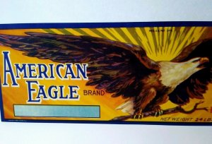 American Eagle Brand Fruit Crate Label High Flying Bird Original Vintage 1940s