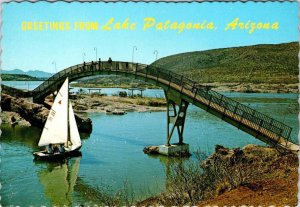 Lake Patagonia, Arizona SONOITA CREEK BRIDGE~SAILBOAT Santa Cruz Co 4X6 Postcard