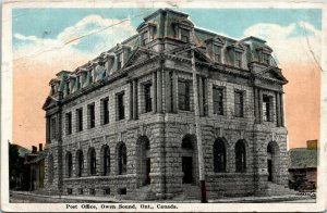 Postcard ON Owen Sound Post Office 1920s K5