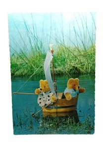 Teddy Bears Sailing In Sailing Yacht Tub Vintage Postcard 1960s