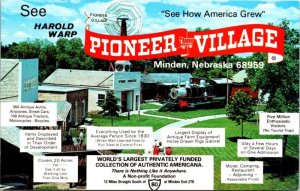 Pioneer Village Minden Nebraska Museum Birds View Trains Fire House Postcard
