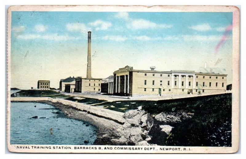 Naval Training Station, Barracks B and Commissary, Newport, RI Postcard