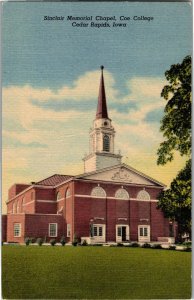 Sinclair Memorial Chapel, Coe College, Cedar Rapids IA Vintage Postcard B35