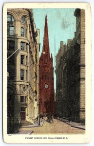 1910's Trinity Church & Wall Street New York Historic Landmark Building Postcard