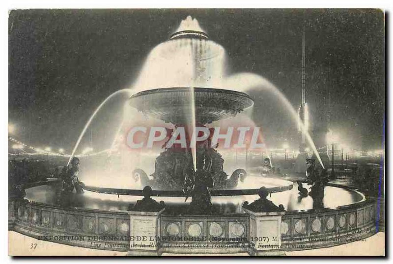 Old Postcard Exhibition Paris decennale automotive A fountain Place de la Con...