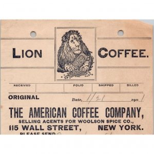 1901 Billhead - LION COFFEE - The American Coffee Company - New York