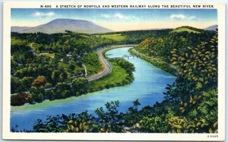 Postcard - A Stretch Of Norfolk And Western Railway Along The New River