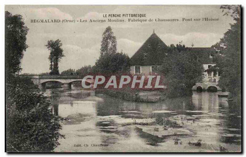 Old Postcard Remarlard Former shoe factory mills bridge on Huisne