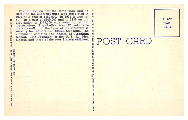 Postcard CEMETERY SCENE Springfield Illinois IL AP4644