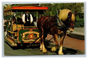 Vintage 1970's Postcard Walt Disney World Horse Drawn Streetcar Main Street USA