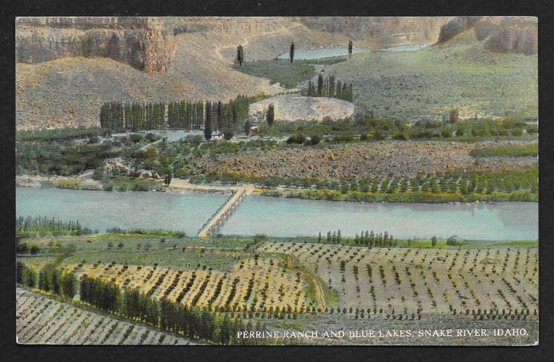 Birds-Eye View Perrine Ranch & Blue Lakes Snake River ID Used c1913