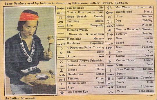 Indian Silversmith & Symbols Used In Decorating Silverware Pottery Jewelry an...