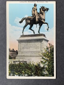 Lafayette Monument Baltimore MD Litho Postcard H129804823