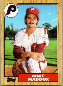 1987 Topps Baseball Card Mike Maddux Philadelphia Phillies sk3462