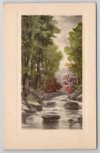 Schlesinger Bro A/S Henry A Duessel Flowing Brook Colored Landscape Postcard S29