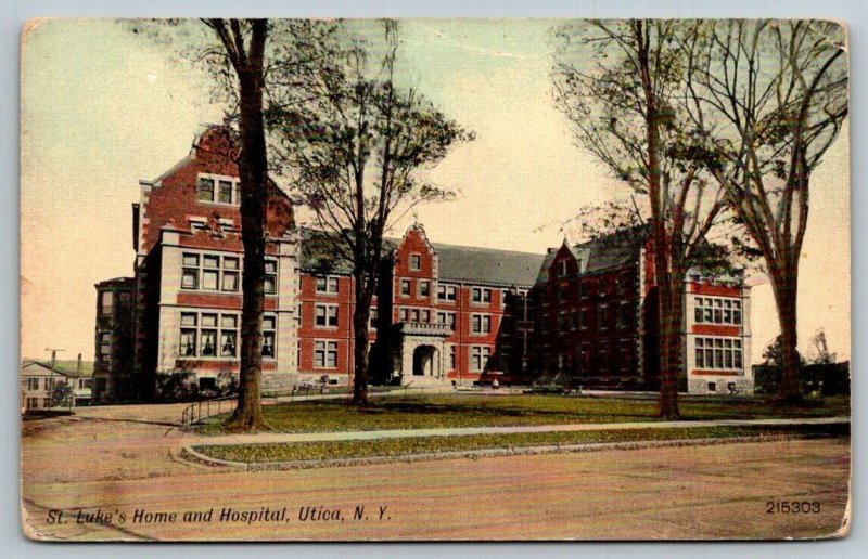 St. Luke's  Home and Hospital  Utica   New York   Postcard  c1915