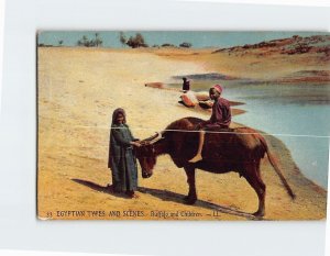 Postcard Buffalo and Children Egyptian Types And Scenes Egypt