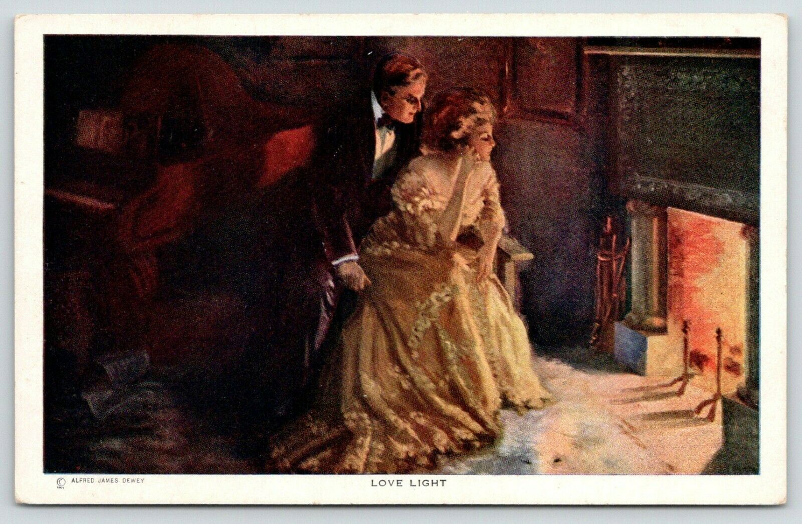 Alfred James Dewey~Love Light~Elegant Gentleman~Lady at Fireplace ...