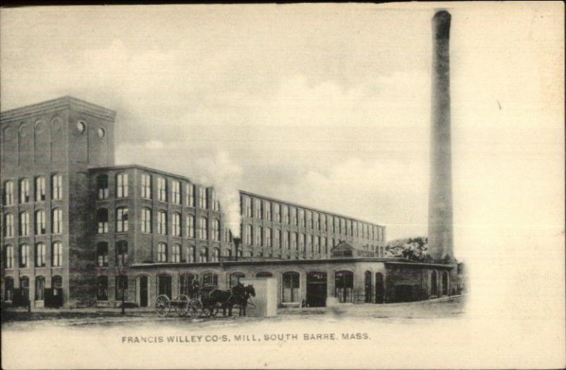 South Barre MA Francis Willey Co Mill c1910 Postcard