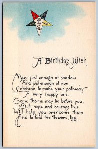 ORDER OF THE EASTERN STAR MASONIC BIRTHDAY GREETINGS POEM SHADOW & SUN M.E.S.