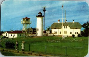 Chatham Light and Coast Guard Station Chatham Cape Cod MA Vintage Postcard E77