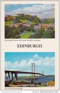 Scotland Edinburgh Castle Royal Scottish Academy and Forth Road Bridge