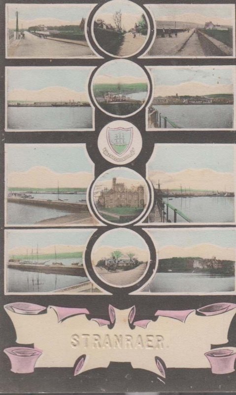 Stranraer Bridge Port Ship Boat River Antique Multi View Scottish Postcard