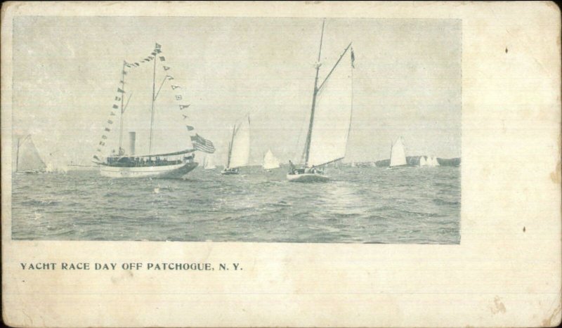 Patchogue Long Island NY Yacht Race Day c1905 Postcard 