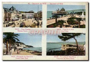 Old Postcard Remembrance Nice Place Square Promenade des US Palais de la Jete...