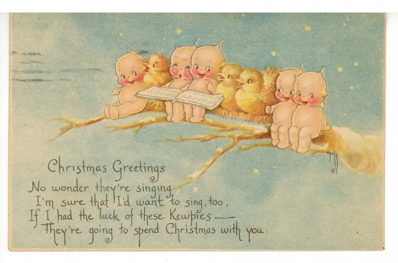 Kewpies by Rose O'Neill. Pub. By Gibson Art Christmas- Singing wit...