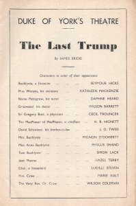 The Last Trump Not Donald James Bridie Seymour Hicks Theatre Programme