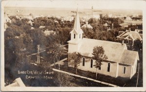 Dawson MN Birdseye View South Church c1908 Steinman Real Photo Postcard G67