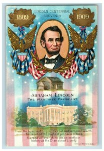 c1910 Abraham Lincoln centennial Nash Martyed President Vintage Postcard P118 