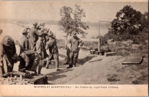 Mint USA Military WW1 RPPC Postcard US Marines Light Artillery Practice USMC