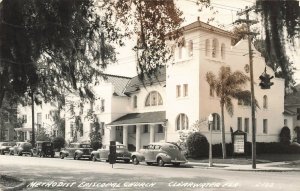 Clearwater FL Methodist Episcopal Church Old Cars Real Photo Postcard