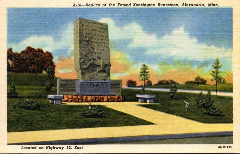 Minnesota Alexandria Replica Of The Famed Kensington Runestone Curteich