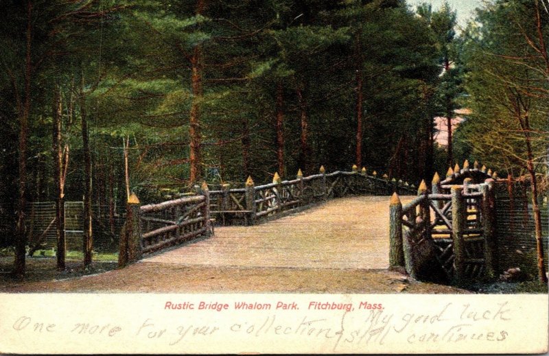 Massachsuetts Fitchburg Whalom Park Rustic Bridge 1907