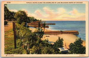 Chicago Illinois, Typical Scene Along the Shoreline of Lake Michigan, Postcard