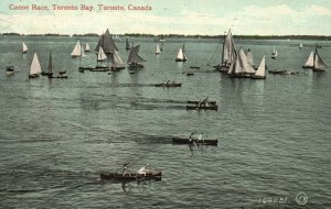 Vintage Postcard 1911 Canoe Race Toronto Bay Toronto Canada CAN