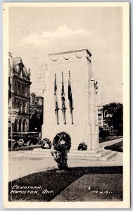 Postcard Hamilton Ontario c1930 Cenotaph War Memorial CDS Slogan Cancel