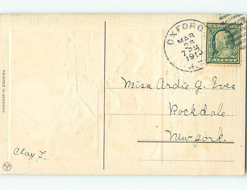 pre-1915 ROOSTER & HEN CHICKENS - nice Easter postcard j6222