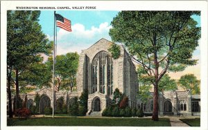 Washington Memorial Chapel Valley Forge Flag Valley Forge Tichnor Vtg Postcard 