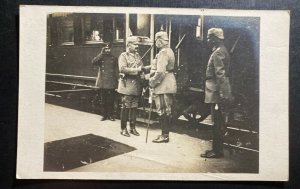 Mint Germany Real Photo Postcard RPPC WW1 Kaiser Wilhelm II At Train Station