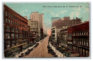 Vintage 1910's Postcard Main Street South from 9th Street Kansas City Missouri