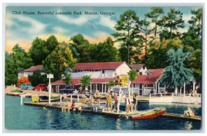 c1940's Club House Lakeside Park Restaurant Guest Bathing Macon Georgia Postcard
