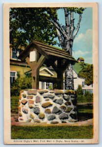 Nova Scotia Canada Postcard Admiral Digby's Well First Well 1944 Vintage