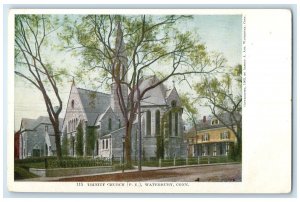 c1910s Trinity Church Exterior Roadside Waterbury Connecticut CT Trees Postcard