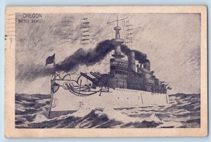 Oregon OR Postcard Battle Ship US Navy Ship Warship Steamer World War II c1909