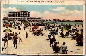 Far Rockaway NY Ostend Hotel Bathing Beach Bloomingdales umbrellas swim c1920s