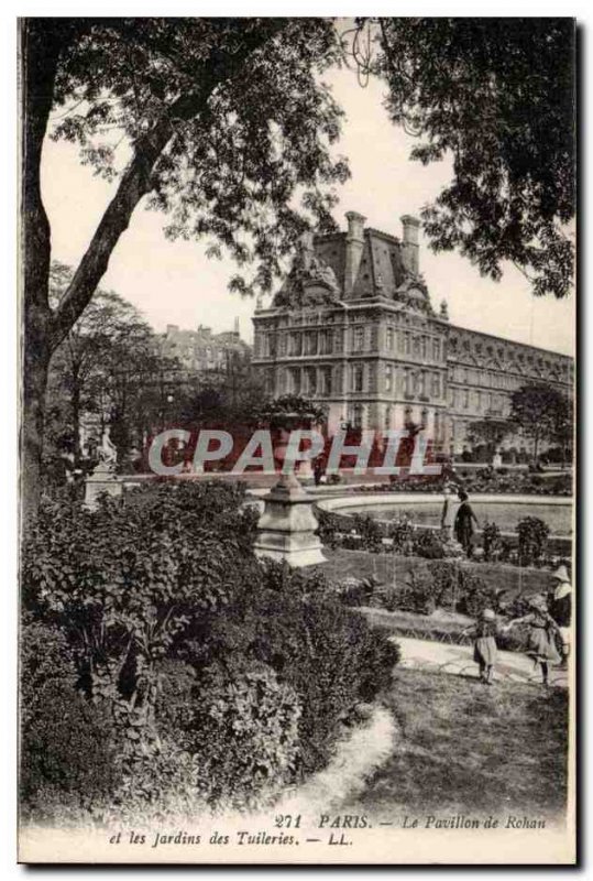 Paris Old Postcard Rohan pavilion and the Tuileries gardens